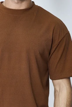 T-shirt cotelé uni oversize
