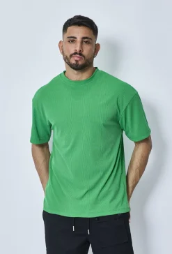 T-shirt cotelé uni oversize