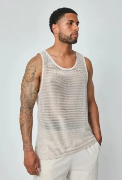 T-shirt débardeur uni à multiples trous