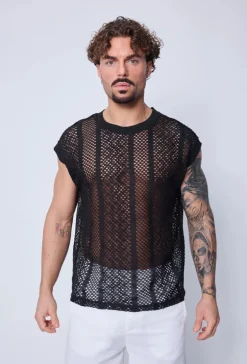 T-shirt débardeur uni en tricot