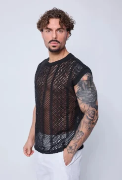 T-shirt débardeur uni en tricot