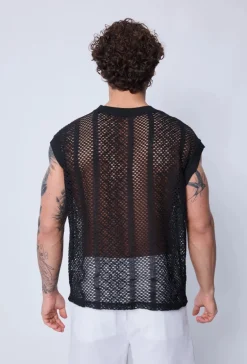 T-shirt débardeur uni en tricot