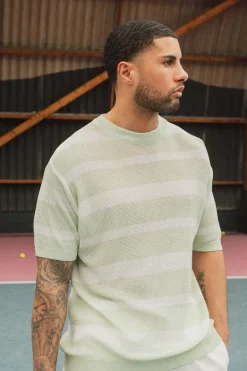 T-shirt en maille rayé manches courtes