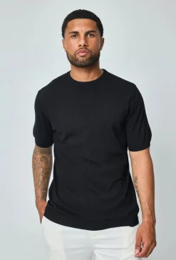 T-shirt fin manches courtes uni en maille