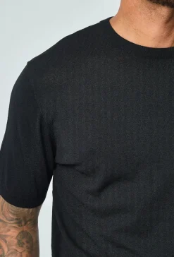 T-shirt fin manches courtes uni en maille