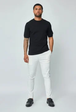 T-shirt fin manches courtes uni en maille