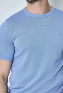 T-shirt fin manches courtes uni en maille