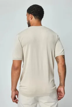 T-shirt fin manches courtes uni en maille