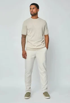 T-shirt fin manches courtes uni en maille