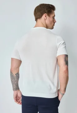 T-shirt fin manches courtes uni en maille
