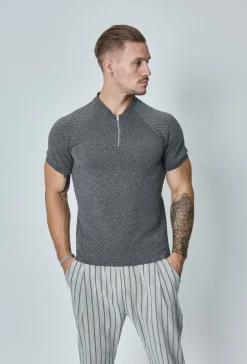T-shirt gaufré à zip