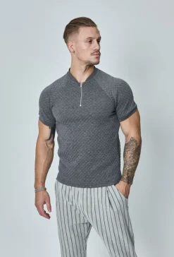 T-shirt gaufré à zip