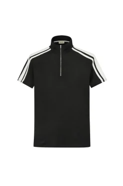 T-shirt maille à col montant zippée