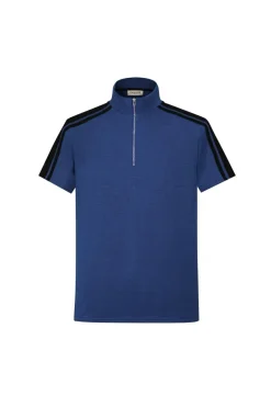 T-shirt maille à col montant zippée