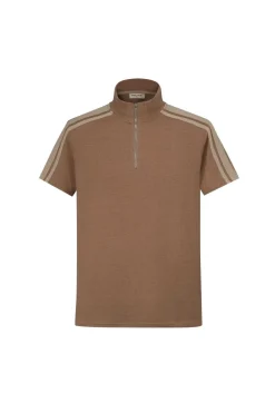 T-shirt maille à col montant zippée