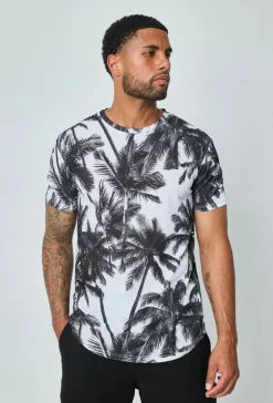 T-shirt manches courtes à motifs palmiers