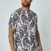 T-shirt manches courtes à motifs feuillage