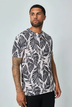 T-shirt manches courtes à motifs feuillage