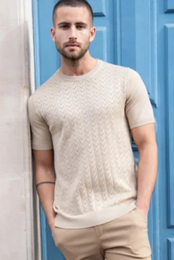 T-shirt manches courtes à motifs en maille