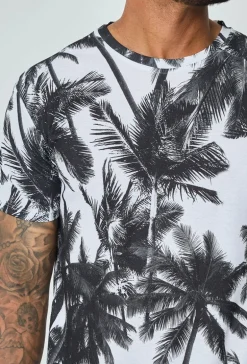T-shirt manches courtes à motifs palmiers