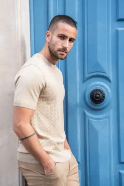 T-shirt manches courtes à motifs en maille