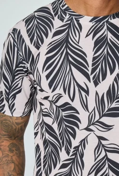 T-shirt manches courtes à motifs feuillage