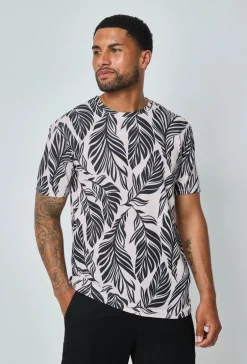 T-shirt manches courtes à motifs feuillage
