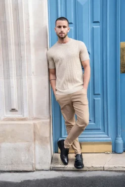 T-shirt manches courtes à motifs en maille