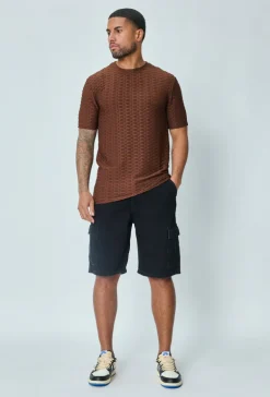 T-shirt manches courtes uni texturé