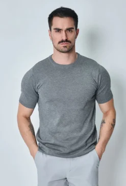 T-shirt manches courtes uni en maille