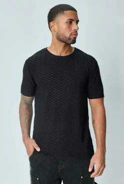T-shirt manches courtes uni texturé