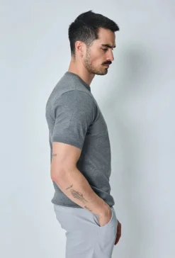 T-shirt manches courtes uni en maille