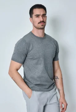 T-shirt manches courtes uni en maille