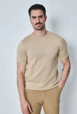 T-shirt manches courtes uni en maille