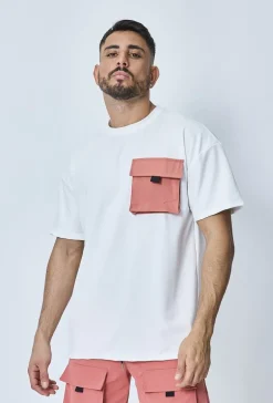T-shirt oversize avec poches à rabat