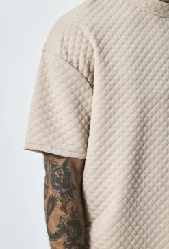 T-shirt épais à carreaux matelassés oversize