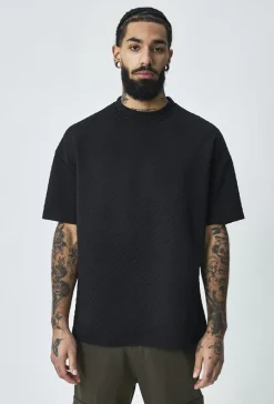 T-shirt épais à carreaux matelassés oversize