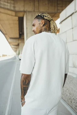 T-shirt plissé uni oversize