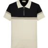 T-shirt polo en maille à zip bicolore