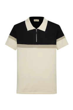 T-shirt polo en maille à zip bicolore