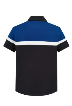 T-shirt polo en maille à zip bicolore