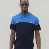 T-shirt polo en maille bicolore