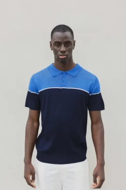 T-shirt polo en maille bicolore