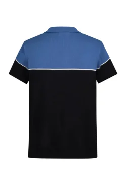 T-shirt polo en maille bicolore