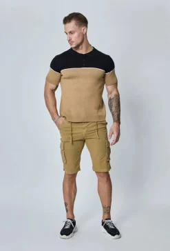 T-shirt polo en maille bicolore