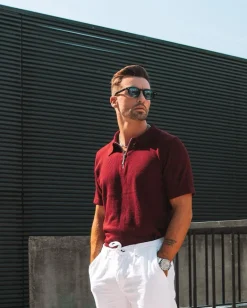T-shirt polo zippé maille piquée