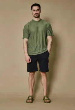 T-shirt rayé uni oversize