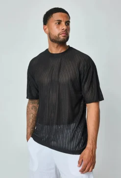 T-shirt rayé uni oversized
