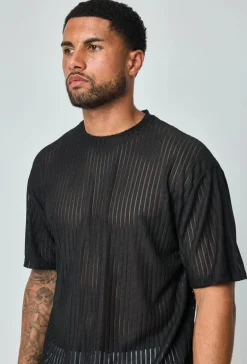 T-shirt rayé uni oversized