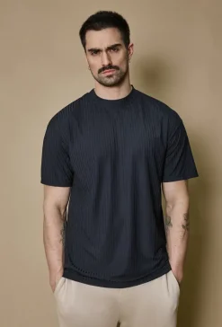 T-shirt uni à rayures oversize